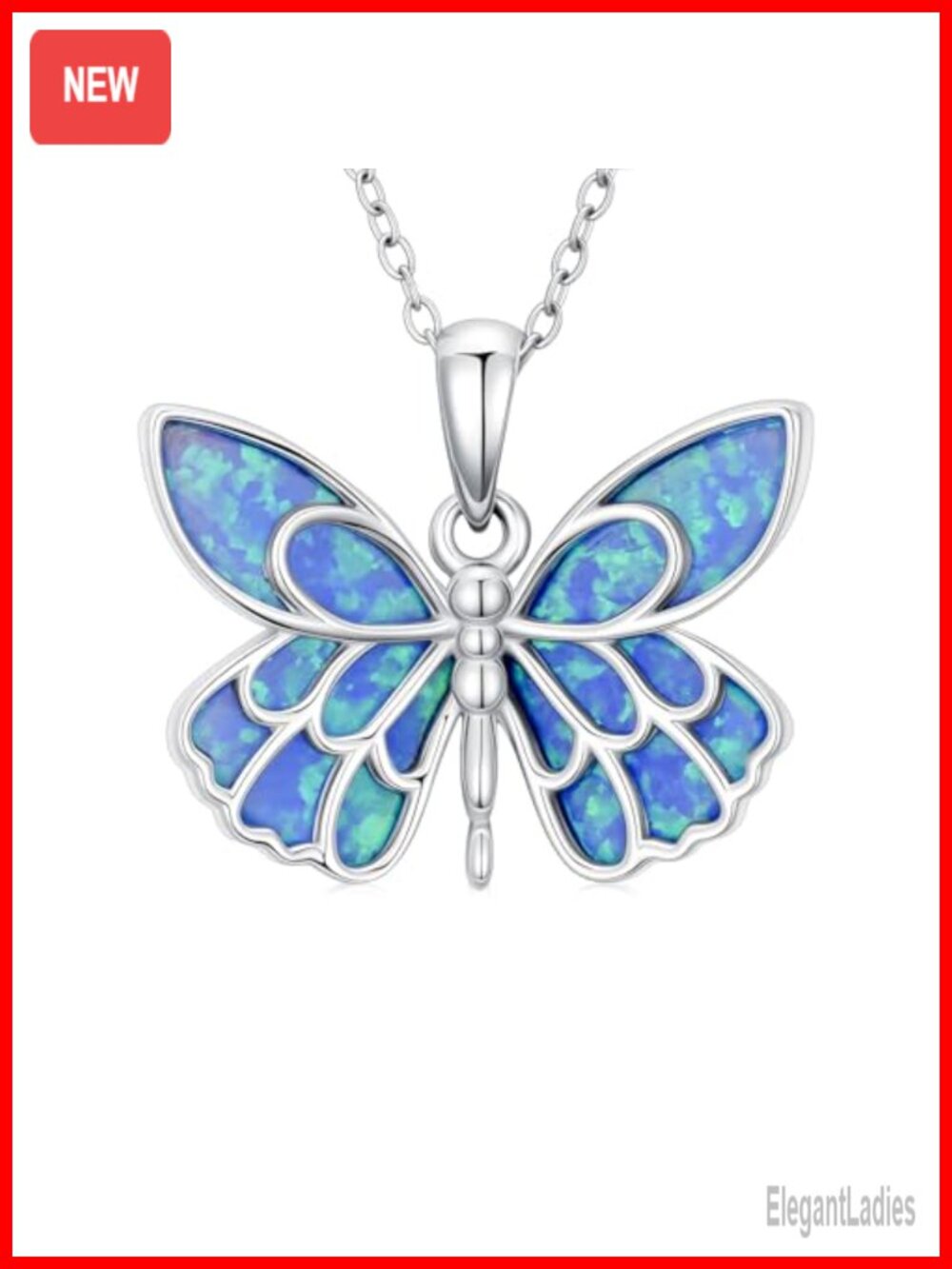 925 Sterling Silver Butterfly Pendant Necklace 18in Lobster Clasp Abalone Shell